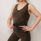 Active Women's Ruched Front Sports Tank with Stretchy Shoulder Straps
