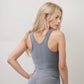 Active Women's Ruched Front Sports Tank with Stretchy Shoulder Straps