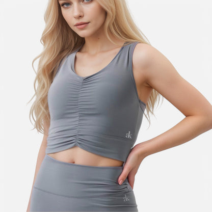 Active Women's Ruched Front Sports Tank with Stretchy Shoulder Straps