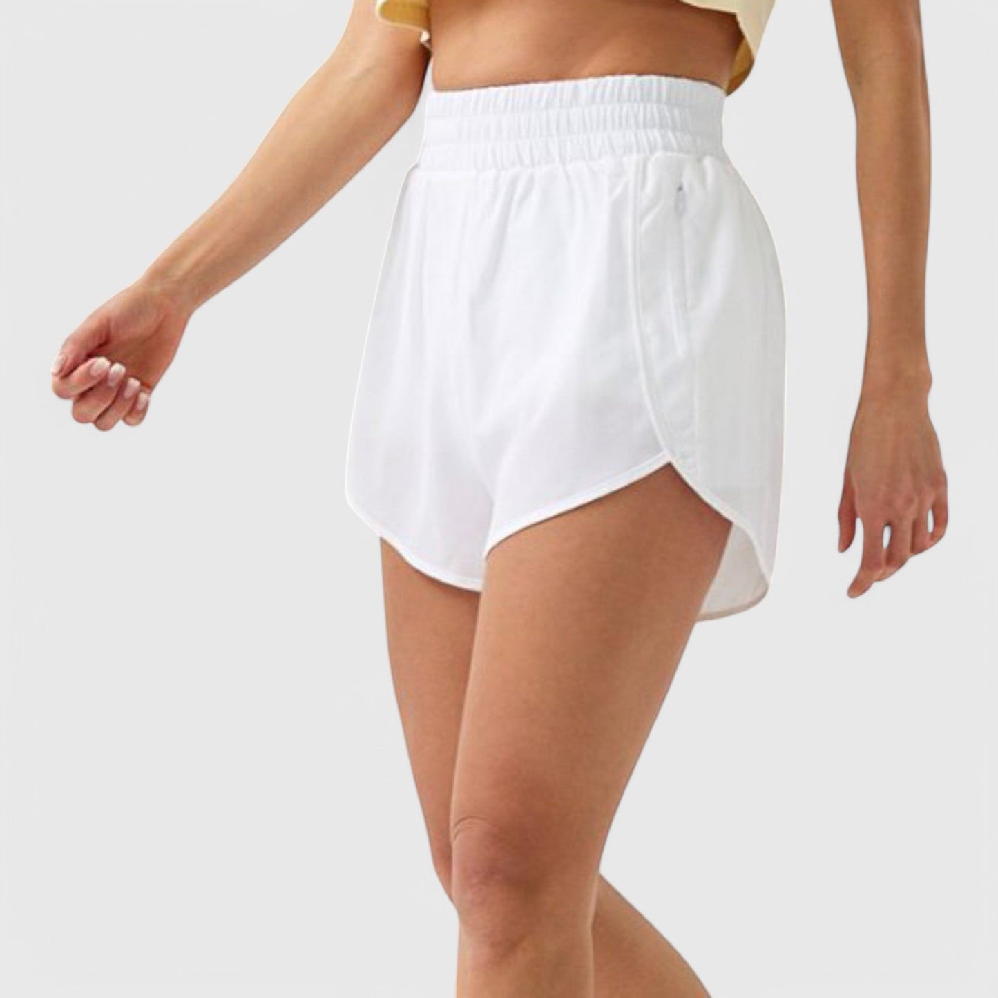 Active Women's High Waist Athletic Running Shorts with Curved Hem