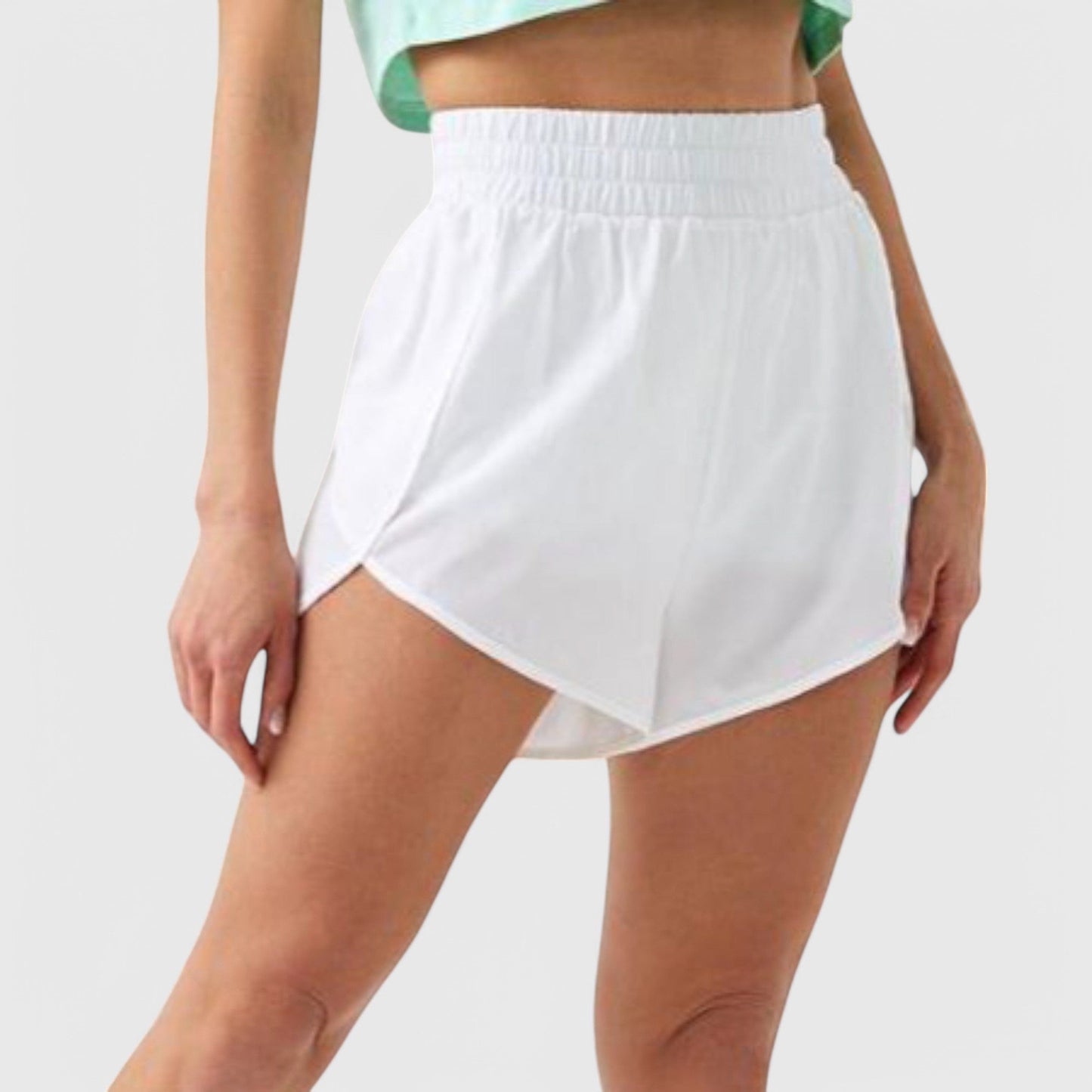 Active Women's High Waist Athletic Running Shorts with Curved Hem