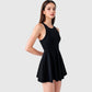 Women's High Neck Flowy Athletic Dress with Built-In Shorts