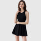 Women's High Neck Flowy Athletic Dress with Built-In Shorts
