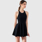 Women's High Neck Flowy Athletic Dress with Built-In Shorts