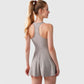 Women's High Neck Flowy Athletic Dress with Built-In Shorts
