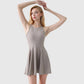 Women's High Neck Flowy Athletic Dress with Built-In Shorts