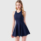 Women's High Neck Flowy Athletic Dress with Built-In Shorts