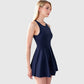 Women's High Neck Flowy Athletic Dress with Built-In Shorts