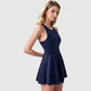 Women's High Neck Flowy Athletic Dress with Built-In Shorts
