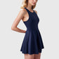 Women's High Neck Flowy Athletic Dress with Built-In Shorts