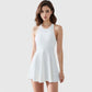 Women's High Neck Flowy Athletic Dress with Built-In Shorts