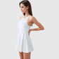 Women's High Neck Flowy Athletic Dress with Built-In Shorts