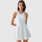Women's High Neck Flowy Athletic Dress with Built-In Shorts