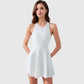 Women's High Neck Flowy Athletic Dress with Built-In Shorts