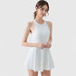 Women's High Neck Flowy Athletic Dress with Built-In Shorts