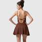 Active Women's Sleeveless Sports Dress with Flowy A-Line Skirt and Crisscross Open Back Straps