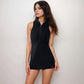 Active Women's Sleeveless Collared Sports Dress with Zip Front and Fitted Performance Design