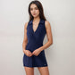 Active Women's Sleeveless Collared Sports Dress with Zip Front and Fitted Performance Design