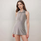 Active Women's Sleeveless Collared Sports Dress with Zip Front and Fitted Performance Design