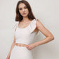 Active Women's Ribbed Scoop Neck Crop Top with Flutter Shoulder Details and Seamless Fitted Design