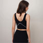 Active Women's Seamless V-Neck Crop Top with Contour Stitching and Contrast Piping Detail