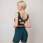 Active Women's Ribbed Seamless Scoop Neck Crop Top with Wide Straps and Subtle Contour Stitching