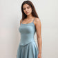 Active Women's Fitted Spaghetti Strap Asymmetrical Hem Tank Top with Seam Detail