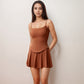 Active Women's Fitted Spaghetti Strap Asymmetrical Hem Tank Top with Seam Detail