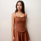 Active Women's Fitted Spaghetti Strap Asymmetrical Hem Tank Top with Seam Detail