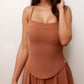 Active Women's Fitted Spaghetti Strap Asymmetrical Hem Tank Top with Seam Detail