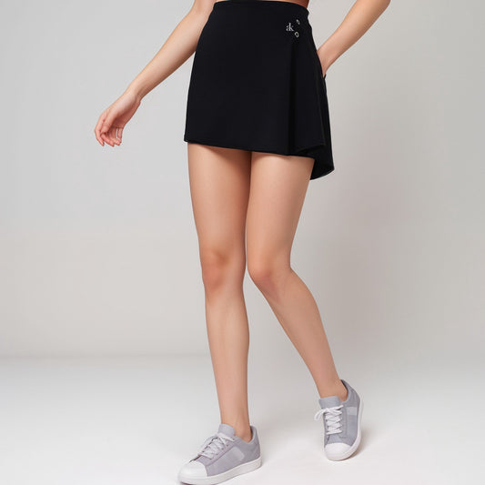 Active Women's High Waist Active Skirt with Overlapping Front Panel and Subtle Side Eyelet Detail