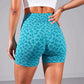 Active Women's Seamless Leopard Print Biker Shorts with High Waist and Scrunch Detail