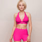 Swim Women's Two Piece Bikini Set with Halter Triangle Top and High Waist Swim Shorts Bottom