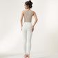 Zip-Up Cropped Athletic Tank Top with Built-In Bra and Contoured Seam Design