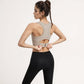 Scoop Neck Sports Bra with Wide Shoulder Straps and Seamless Fitted Design