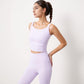 Square Neck Cropped Sports Tank Top with Wide Shoulder Straps and Smooth Seamless Finish