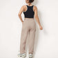 Cropped Tank Top with Contrast Trim and Lace-Up Front Detail