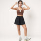 Cropped Tank Top with Contrast Trim and Lace-Up Front Detail