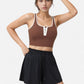 Cropped Tank Top with Contrast Trim and Lace-Up Front Detail