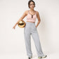 Cropped Tank Top with Contrast Trim and Lace-Up Front Detail