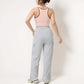 Cropped Tank Top with Contrast Trim and Lace-Up Front Detail