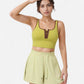Cropped Tank Top with Contrast Trim and Lace-Up Front Detail