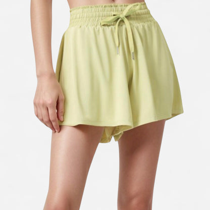 High Waist Athletic Skort with Inner Shorts and Adjustable Drawstring Waistband