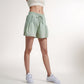 High Waist Active Shorts with Drawstring Waistband Pleated Side Pockets and Relaxed Fit