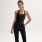 Women's Halter Neck Cropped Tank Top with Built-In Bra and Stretch Fabric for Workout or Casual Wear