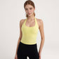 Women's Halter Neck Cropped Tank Top with Built-In Bra and Stretch Fabric for Workout or Casual Wear