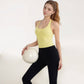 Women's Halter Neck Cropped Tank Top with Built-In Bra and Stretch Fabric for Workout or Casual Wear