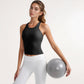 Women's Ribbed Black High Neck Crop Tank Top for Active and Casual Wear