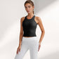 Women's Ribbed Black High Neck Crop Tank Top for Active and Casual Wear