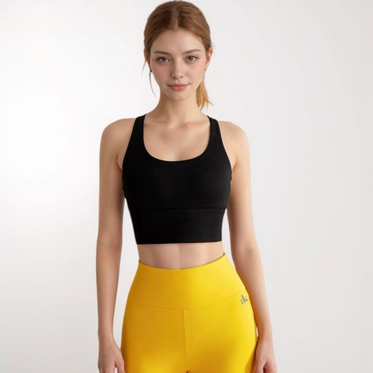 Women's Crisscross Back Sports Bra with Wide Elastic Band and Supportive Straps for Activewear